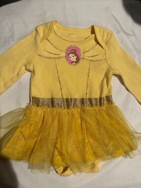 Disney Yellow Princess Tutu Bodysuit with Gold Accents